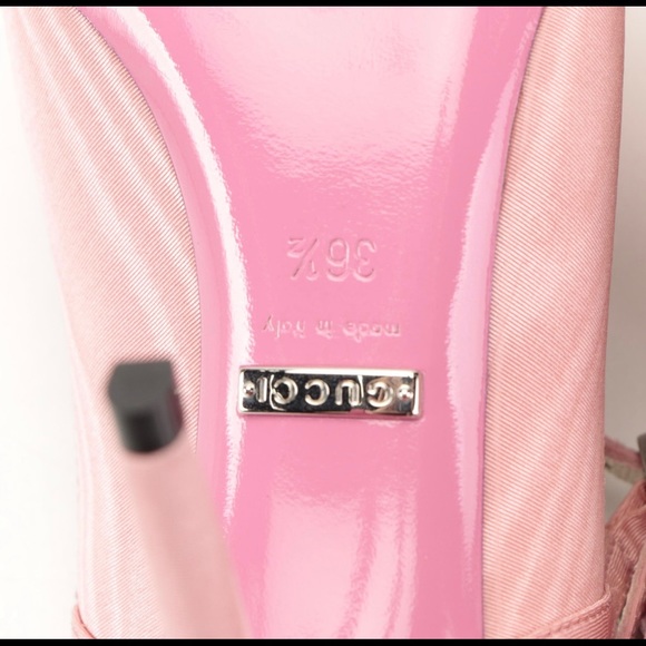 Gucci Virgina Pointed-Toe Mary Jane Pumps in Pink Nylon Faille with Box - Picture 5 of 6